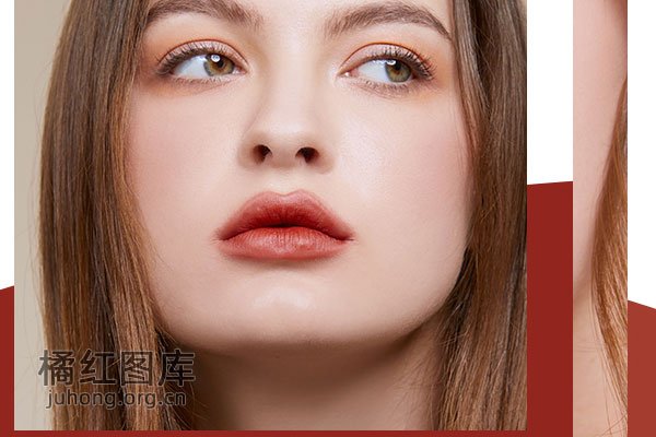 橘红色口红，多图片展示，真好看